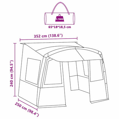 vidaXL Heckzelte für Wohnwagen Rechtwinklig Grün 352 x 250 x 240 cm