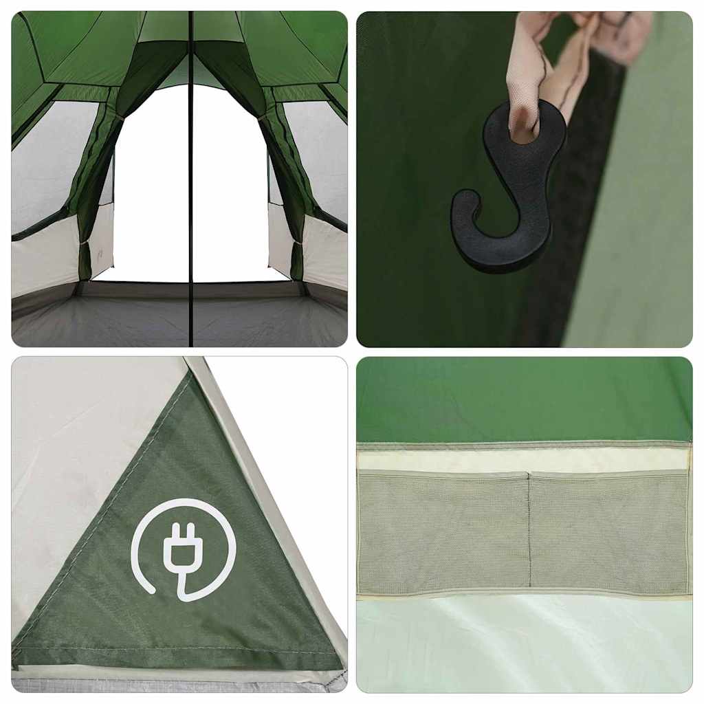 vidaXL Teepee Zelt mit Dach mit Speicher Grün 545 x 450 x 295 cm