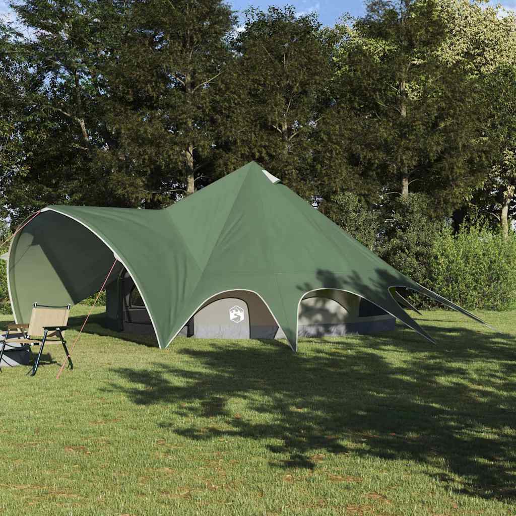 vidaXL Teepee Zelt mit Dach Grün und Grau 600 x 600 x 347 cm