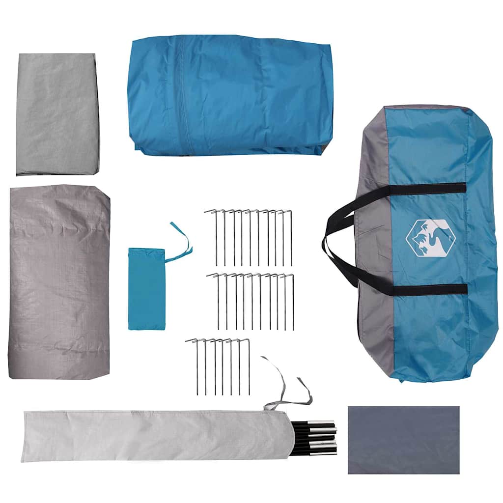 vidaXL Tunnelzelt mit Dach Blau und Grau 740 x 370 x 220 cm