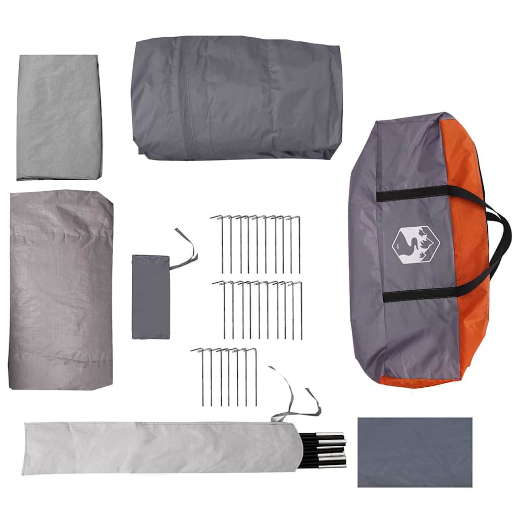 vidaXL Tunnelzelt mit Dach Grau und Orange 740 x 370 x 220 cm