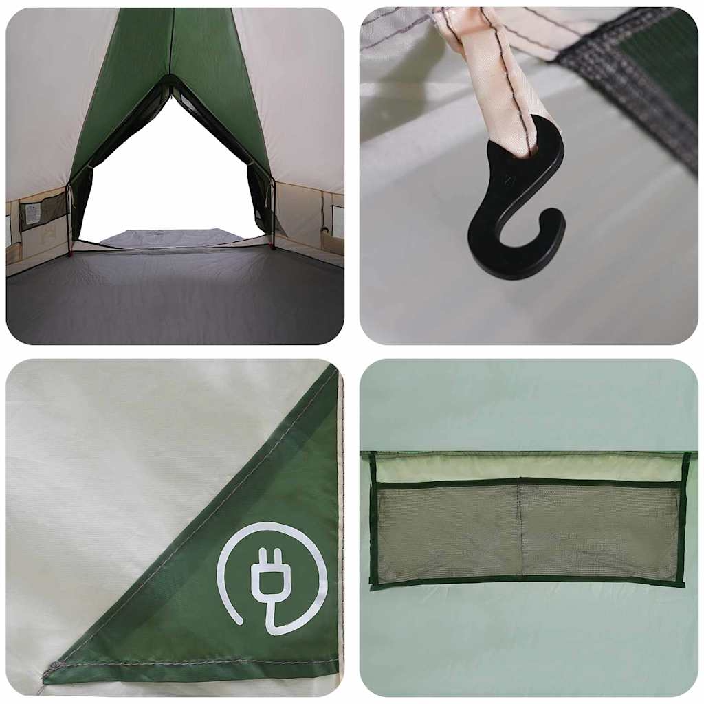 vidaXL Teepee Zelt mit Dach Grün und Weiß 490 x 410 x 210 cm