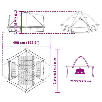 vidaXL Teepee Zelt mit Dach Grün und Weiß 490 x 410 x 210 cm