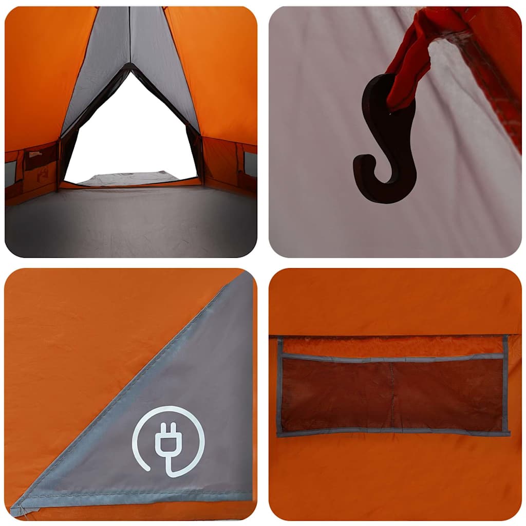 vidaXL Teepee Zelt mit Dach Grau und Orange 490 x 410 x 210 cm
