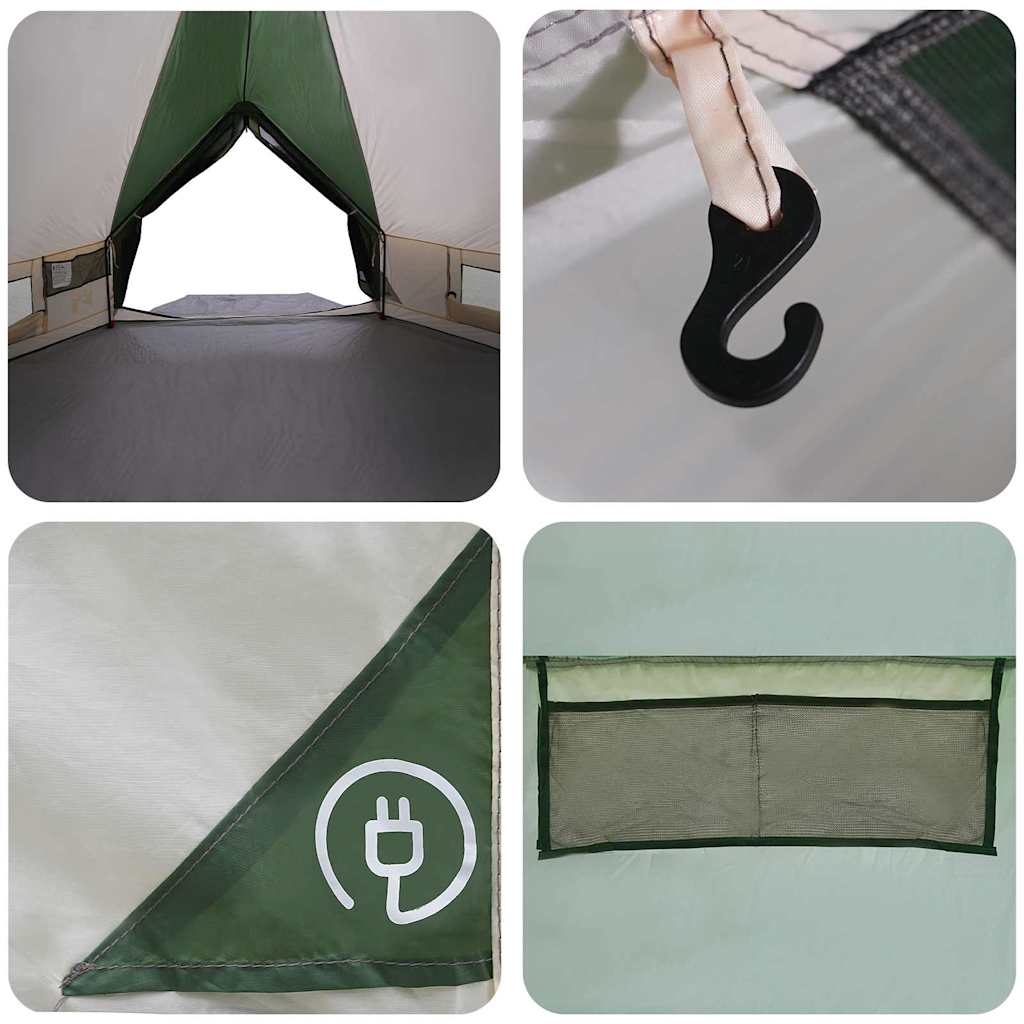 vidaXL Teepee Zelt mit Dach Grün und Weiß 490 x 410 x 210 cm