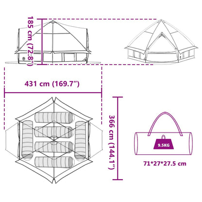vidaXL Teepee Zelt mit Dach Grün und Weiß 490 x 410 x 210 cm