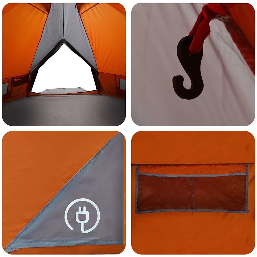 vidaXL Teepee Zelt mit Dach Grau und Orange 490 x 410 x 210 cm