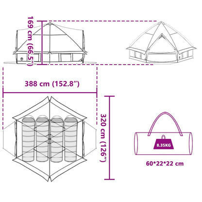 vidaXL Teepee Zelt mit Dach Grau und Orange 490 x 410 x 210 cm