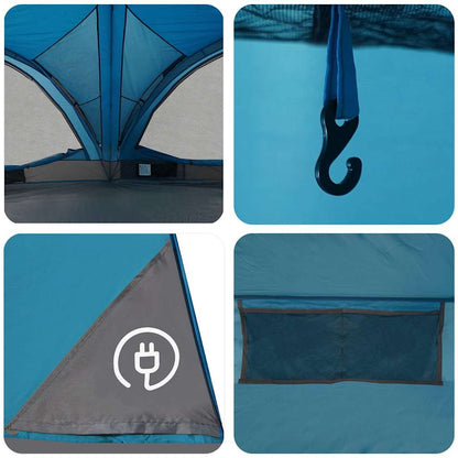 vidaXL Familienzelt mit Dach Blau und Grau 460 x 430 x 214 cm