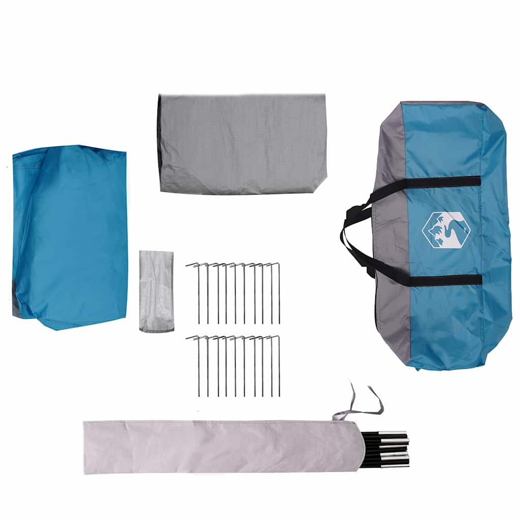 vidaXL Familienzelt mit Dach Blau und Grau 324 x 255 x 230 cm