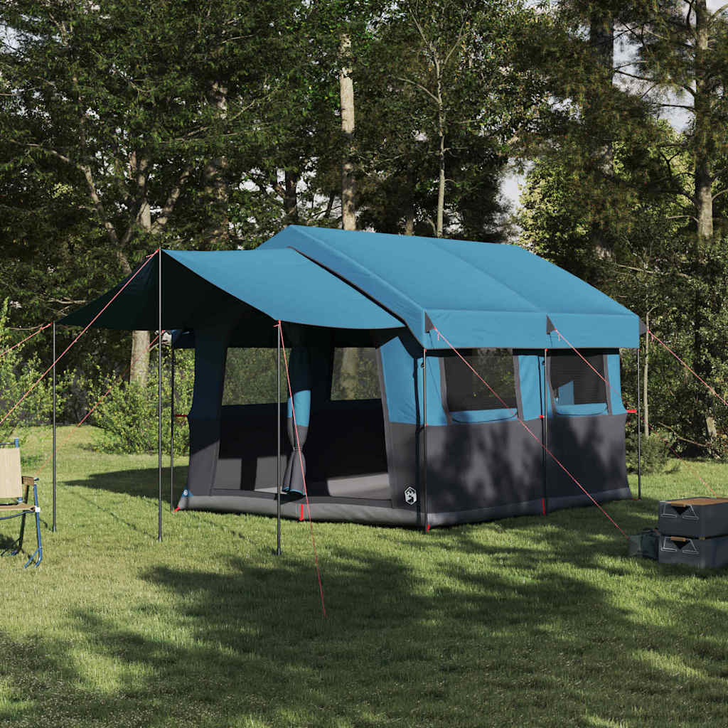 vidaXL Familienzelt mit Dach Blau und Grau 324 x 255 x 230 cm