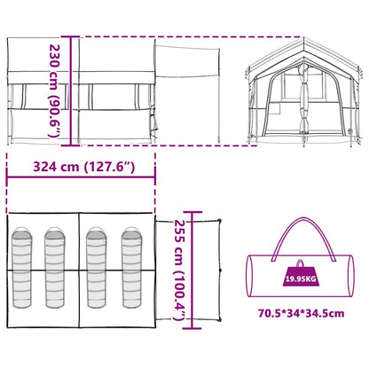 Familienzelt für 4 Personen Grau und Orange 324 x 255 x 230 cm