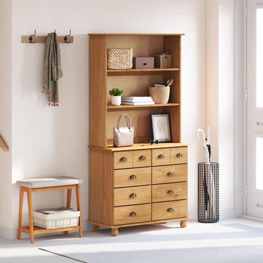 vidaXL Hutch ASKIM Honigwachs 91 x 40 x 184 cm Massives Kiefernholz