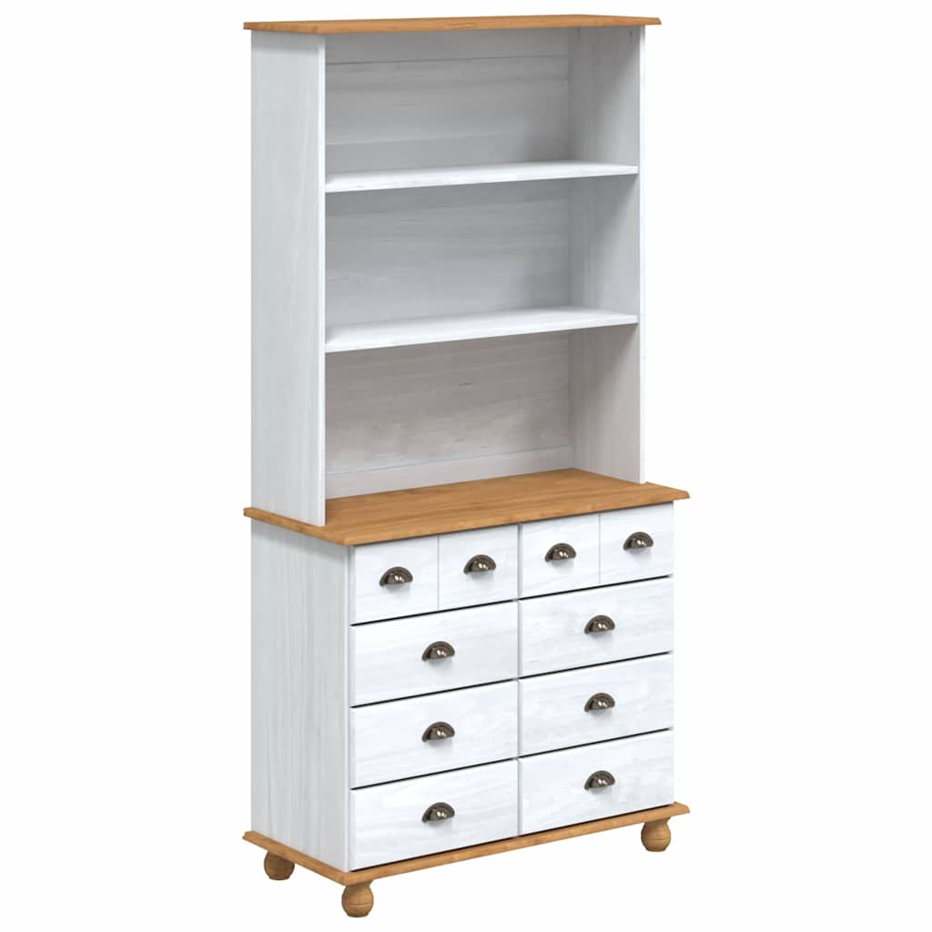 vidaXL Hutch ASKIM Weiß 91 x 40 x 184 cm Massives Kiefernholz