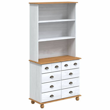 vidaXL Hutch ASKIM Weiß 91 x 40 x 184 cm Massives Kiefernholz