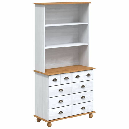vidaXL Hutch ASKIM Weiß 91 x 40 x 184 cm Massives Kiefernholz