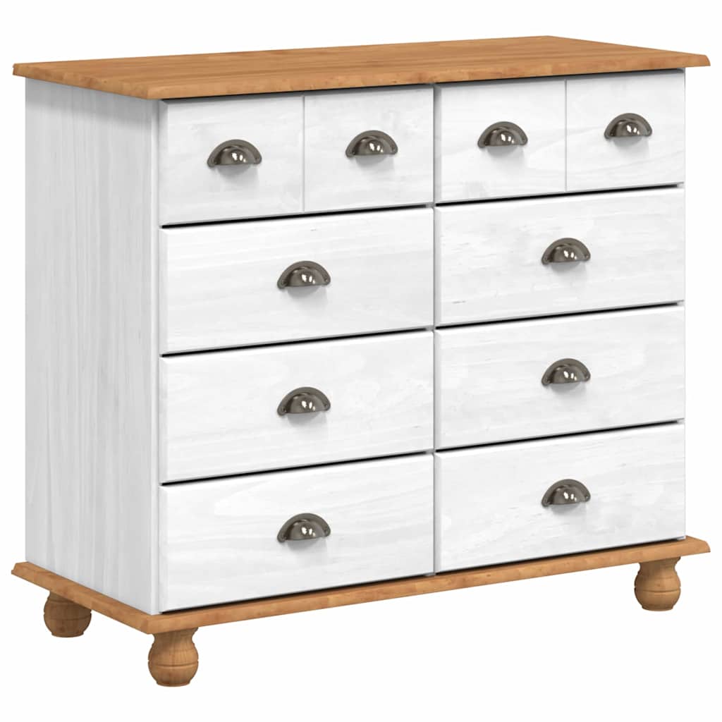 vidaXL Hutch ASKIM Weiß 91 x 40 x 184 cm Massives Kiefernholz