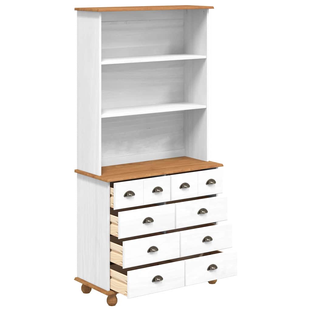 vidaXL Hutch ASKIM Weiß 91 x 40 x 184 cm Massives Kiefernholz