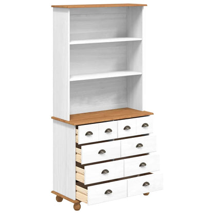 vidaXL Hutch ASKIM Weiß 91 x 40 x 184 cm Massives Kiefernholz