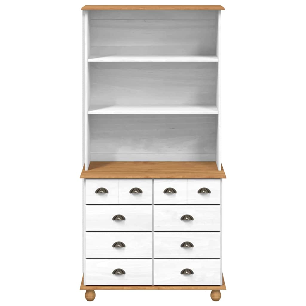 vidaXL Hutch ASKIM Weiß 91 x 40 x 184 cm Massives Kiefernholz