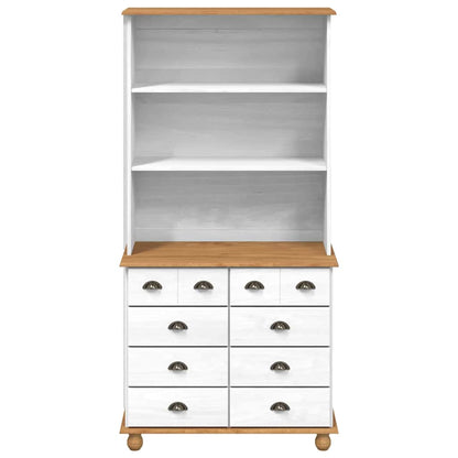 vidaXL Hutch ASKIM Weiß 91 x 40 x 184 cm Massives Kiefernholz