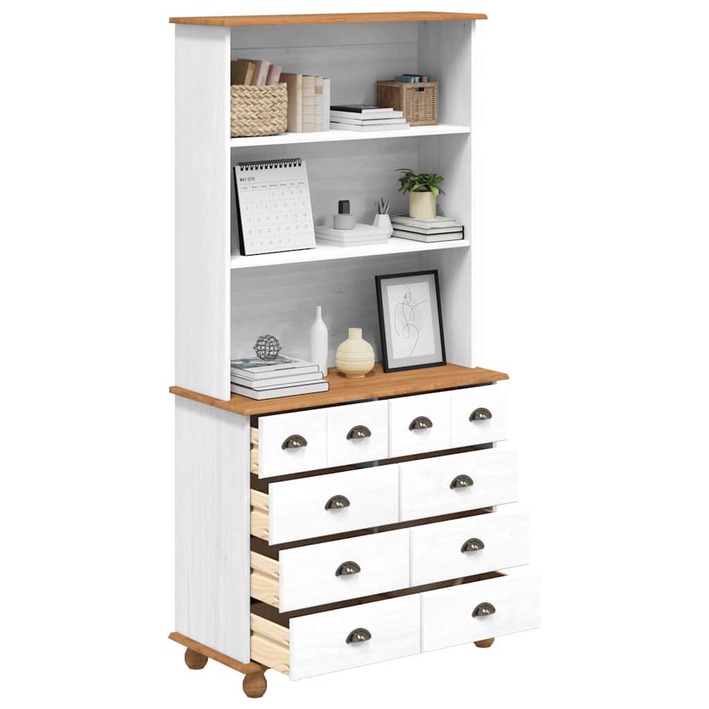 vidaXL Hutch ASKIM Weiß 91 x 40 x 184 cm Massives Kiefernholz