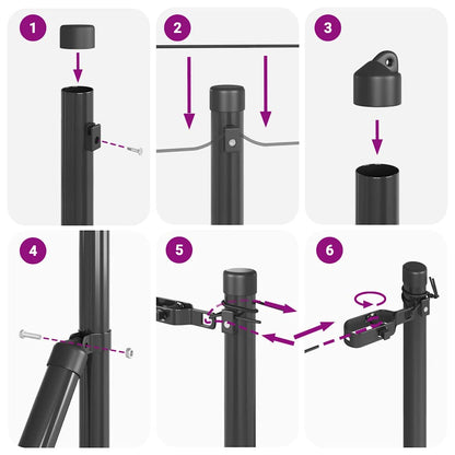 Zaunpfosten 7 pcs Grau Stahl