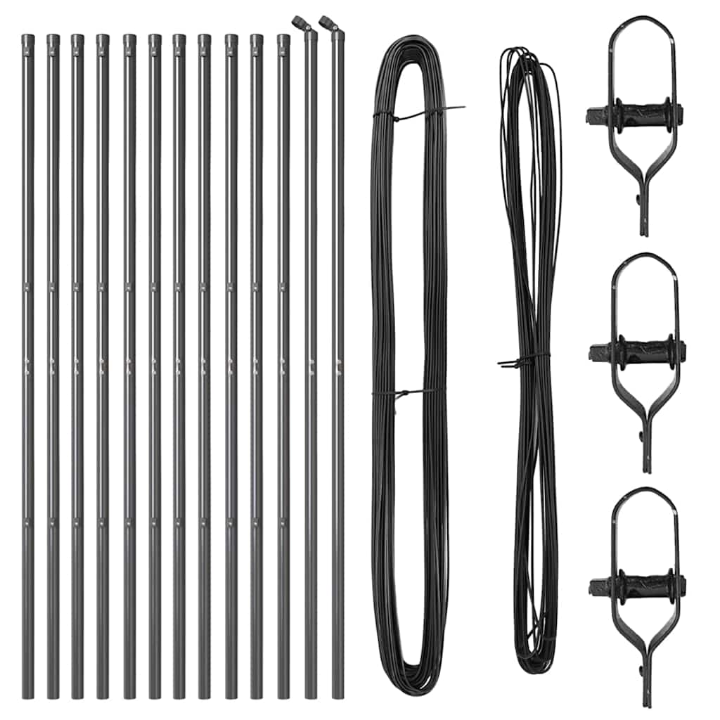 Zaunpfosten 13 pcs Grau Stahl