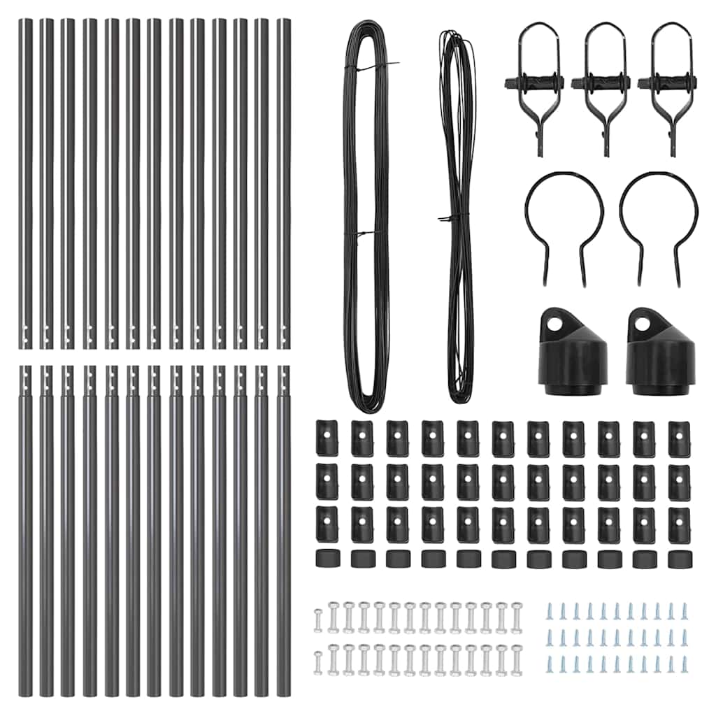 Zaunpfosten 13 pcs Grau Stahl