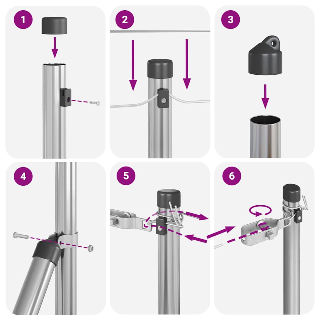 Zaunpfosten 7 pcs Silber Stahl