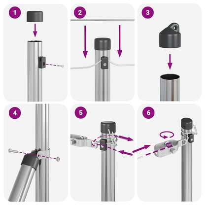 Zaunpfosten 7 pcs Silber Stahl