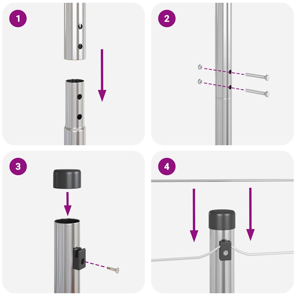 Zaunpfosten 13 pcs Silber Stahl