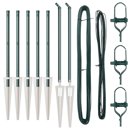Zaunpfosten 7 pcs Grün Stahl
