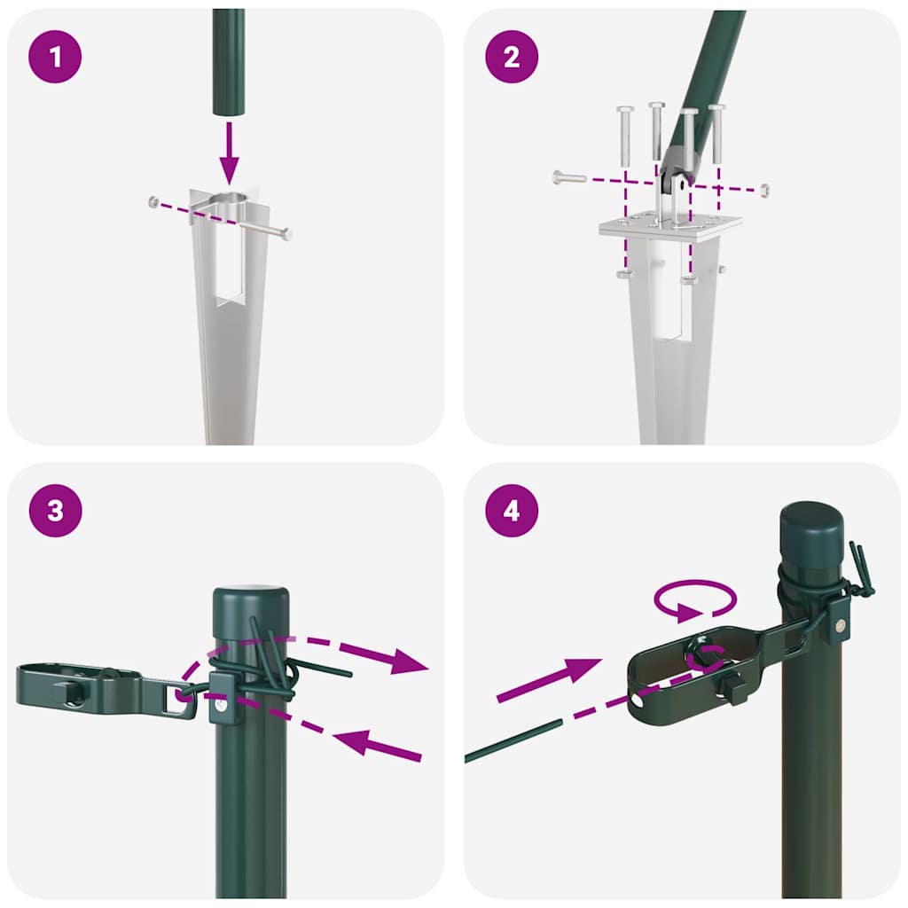 Zaunpfosten 7 pcs Grün Stahl
