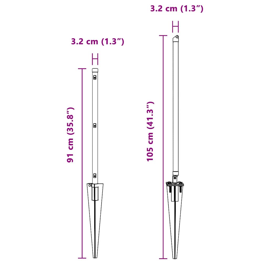 Zaunpfosten 13 pcs Grün Stahl