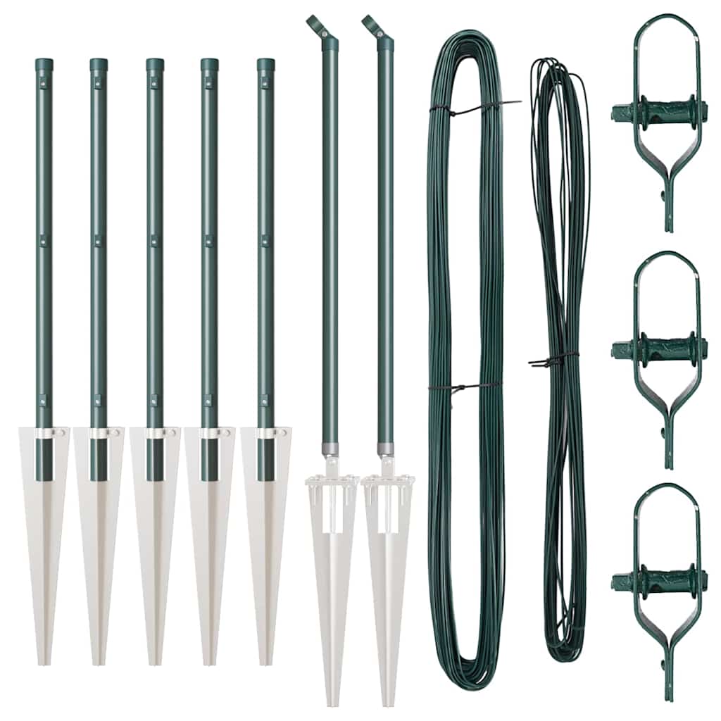 Zaunpfosten 7 pcs Grün Stahl