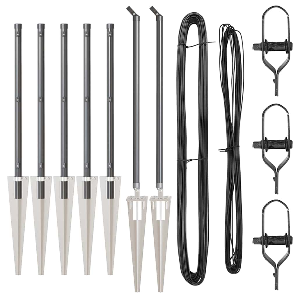 Zaunpfosten 7 pcs Grau Stahl