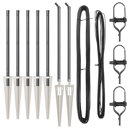 Zaunpfosten 7 pcs Grau Stahl