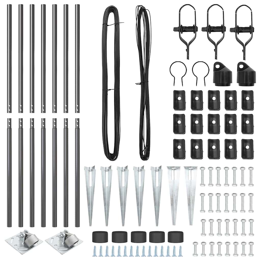 Zaunpfosten 7 pcs Grau Stahl