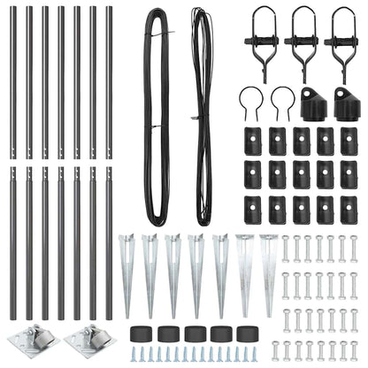 Zaunpfosten 7 pcs Grau Stahl