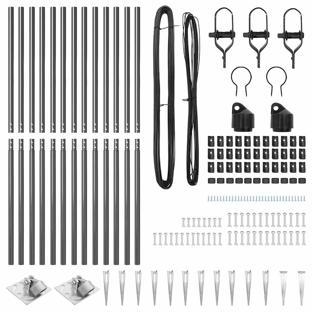 Zaunpfosten 13 pcs Grau Stahl