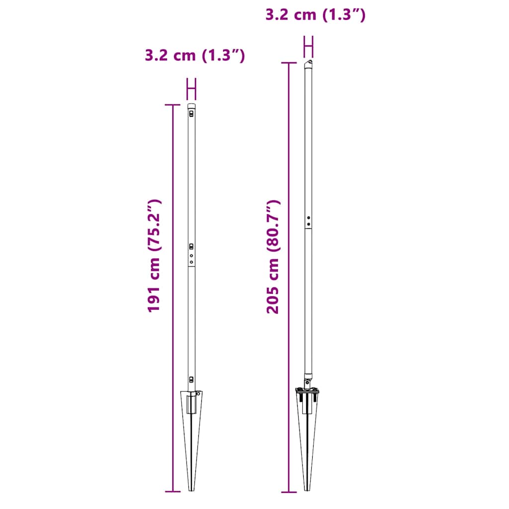 Zaunpfosten 13 pcs Grau Stahl