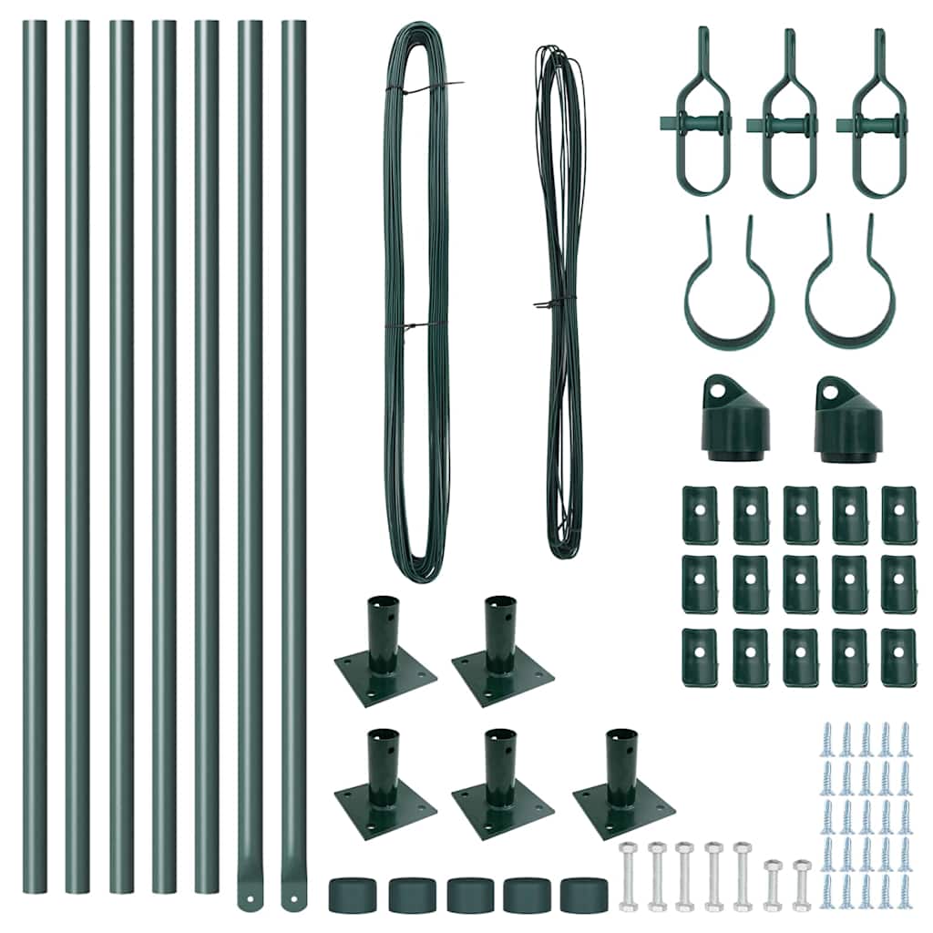 Zaunpfosten 7 pcs Grün Stahl