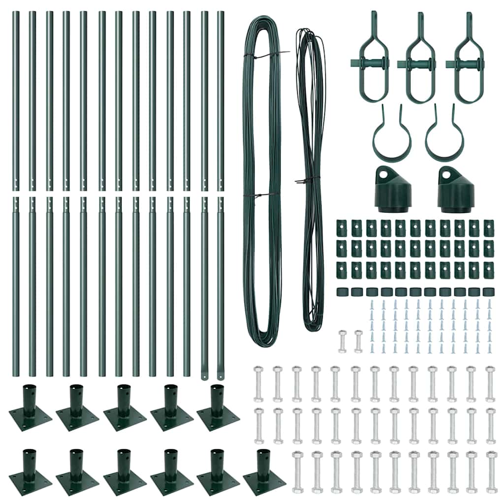 Zaunpfosten 13 pcs Grün Stahl