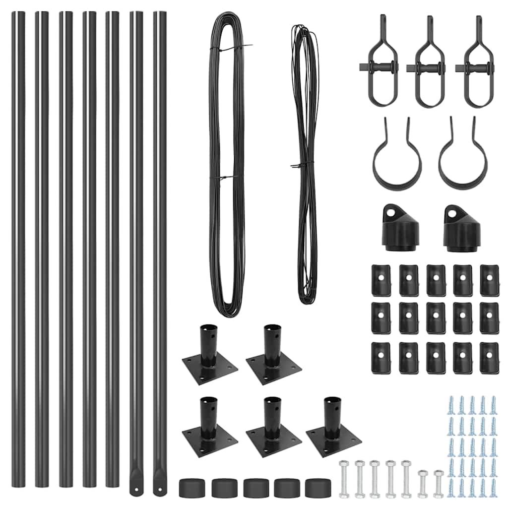 Zaunpfosten 7 pcs Grau Stahl