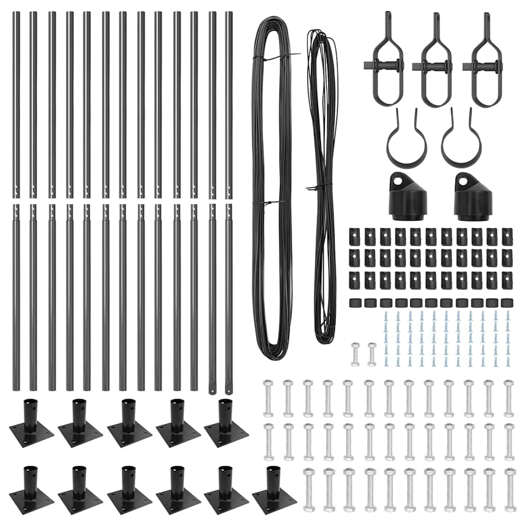 Zaunpfosten 13 pcs Grau Stahl