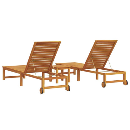 Sonnenliege 3 pcs Braun Massivholz Akazie