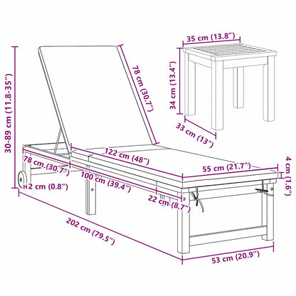 Sonnenliege 3 pcs Braun Massivholz Akazie