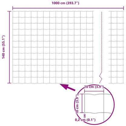 vidaXL Eurozaun 1,4 x 10 m PVC-beschichtetes Eisen