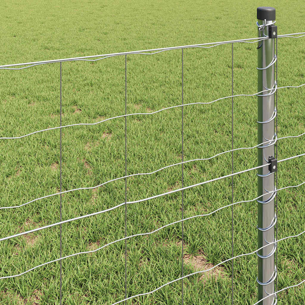 vidaXL Eurozaun Silber 0,8 x 25 m Feuerverzinktes Eisen